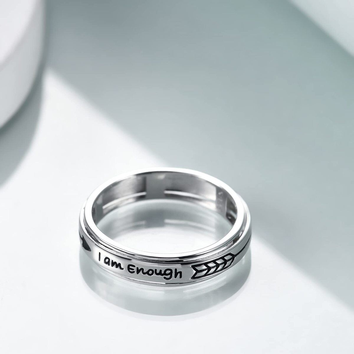 Bague en argent sterling avec mot gravé-4