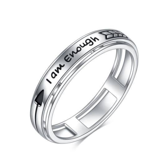 Bague en argent sterling avec mot gravé