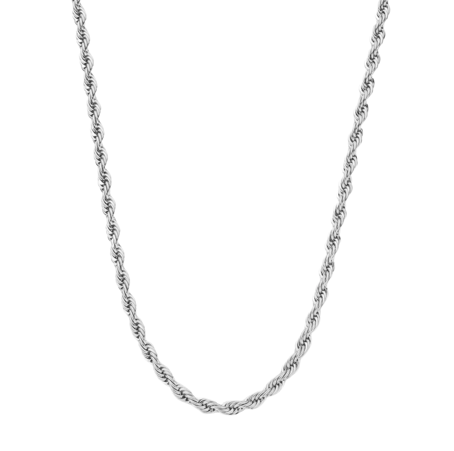 Collar de cadena de cuerda de plata esterlina para hombre de 5 mm-1