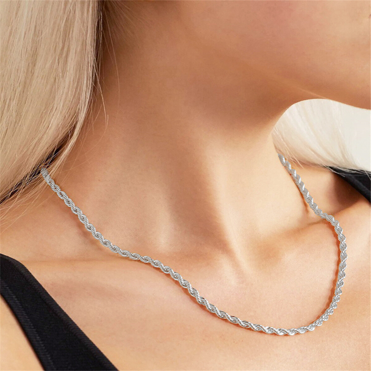 Sterling Silver Rope Chain Necklace-2