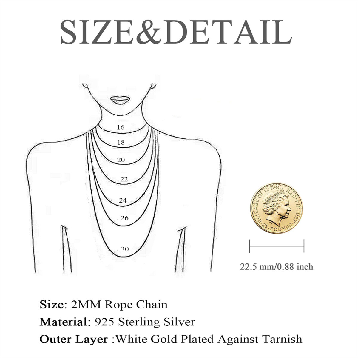 Sterling Silver Rope Chain Necklace-3