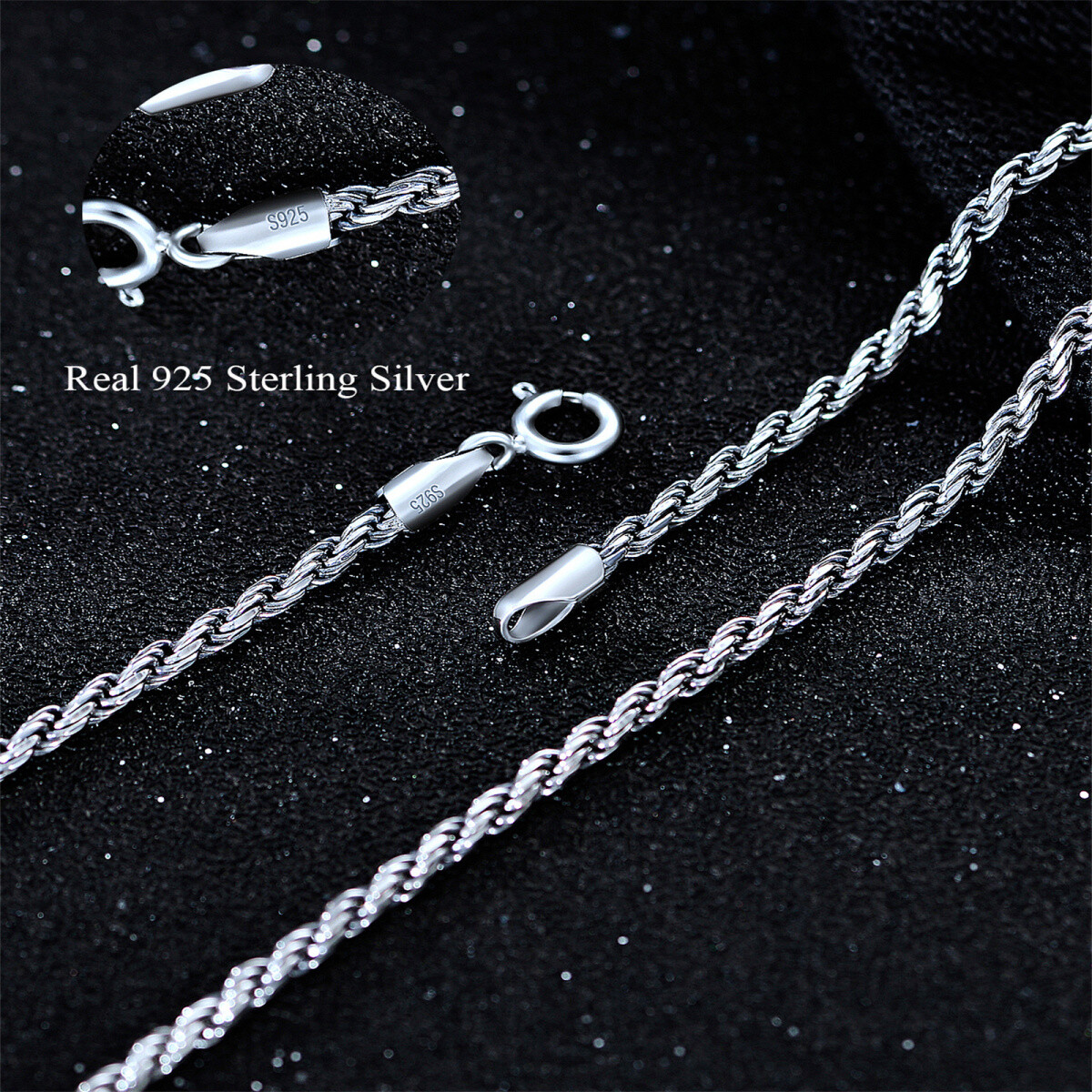 Sterling Silver Rope Chain Necklace-5