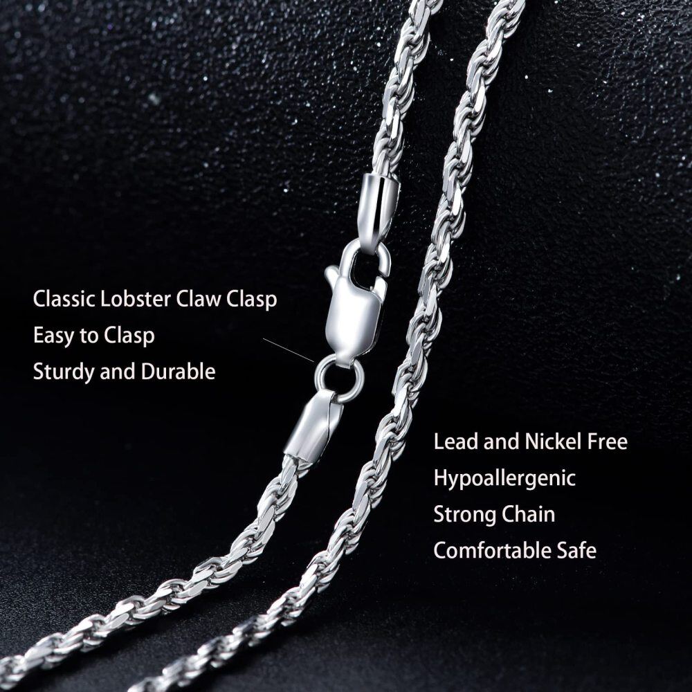 Sterling Silver Rope Chain Necklace-3