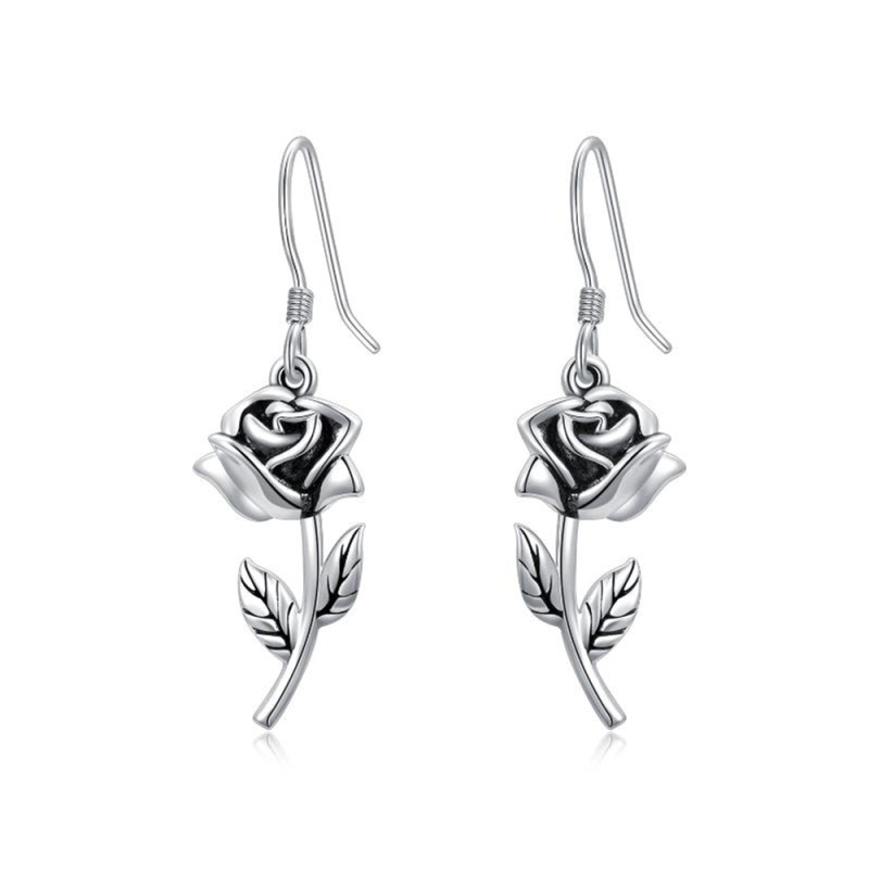 Brincos de prata esterlina com gota de rosa-7