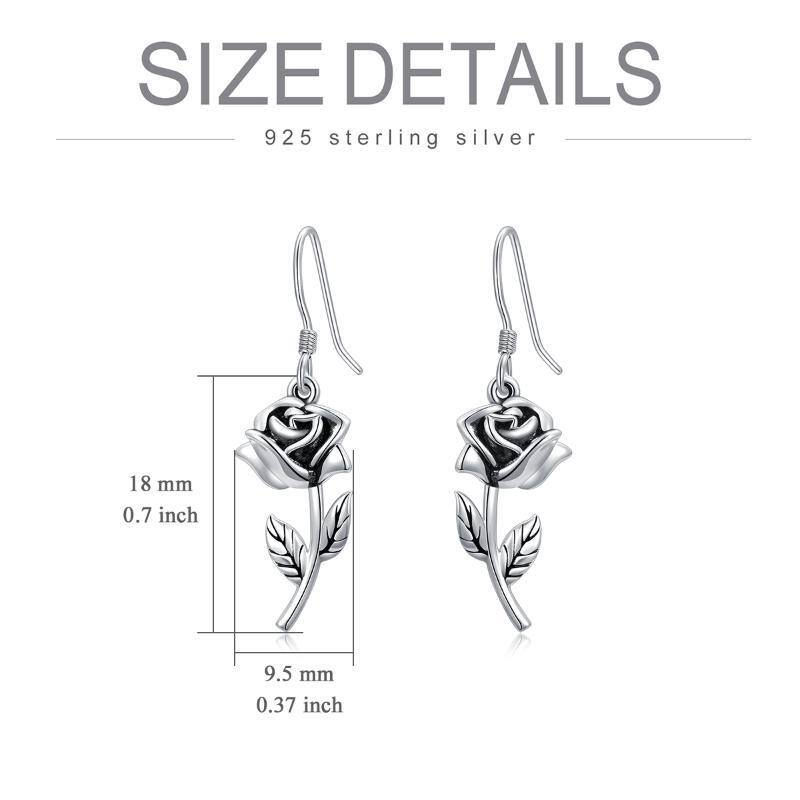 Sterling Silver Rose Drop Earrings-5