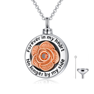 Sterling Silver Rose Flower Urn Necklace for Ashes-47