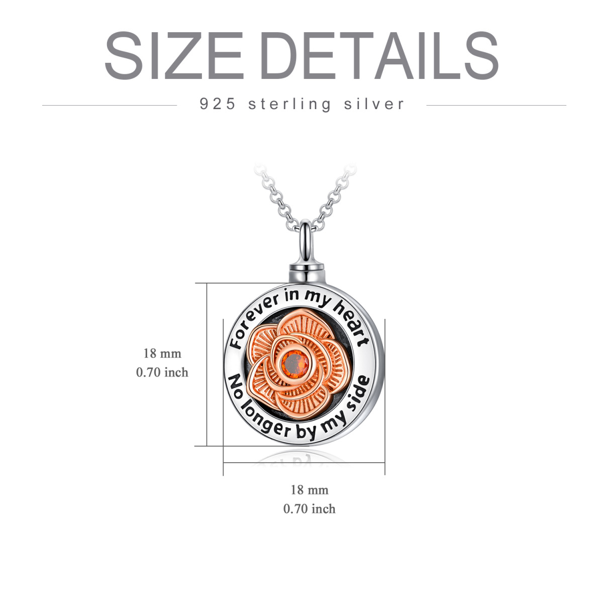 Urnenkette mit Rosenblüte aus Sterlingsilber für die Asche-7