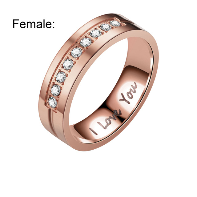 Anillos de pareja de plata de ley con baño de oro rosa 0.2CT Moissanite grabado personaliz-5