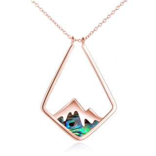 Sterling Silver with Rose Gold Plated Abalone Shellfish Mountains & Ring Holder Pendant Necklace-43