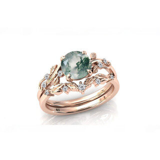 Sterling Silver with Rose Gold Plated Agate Ivy Engagement Ring-22