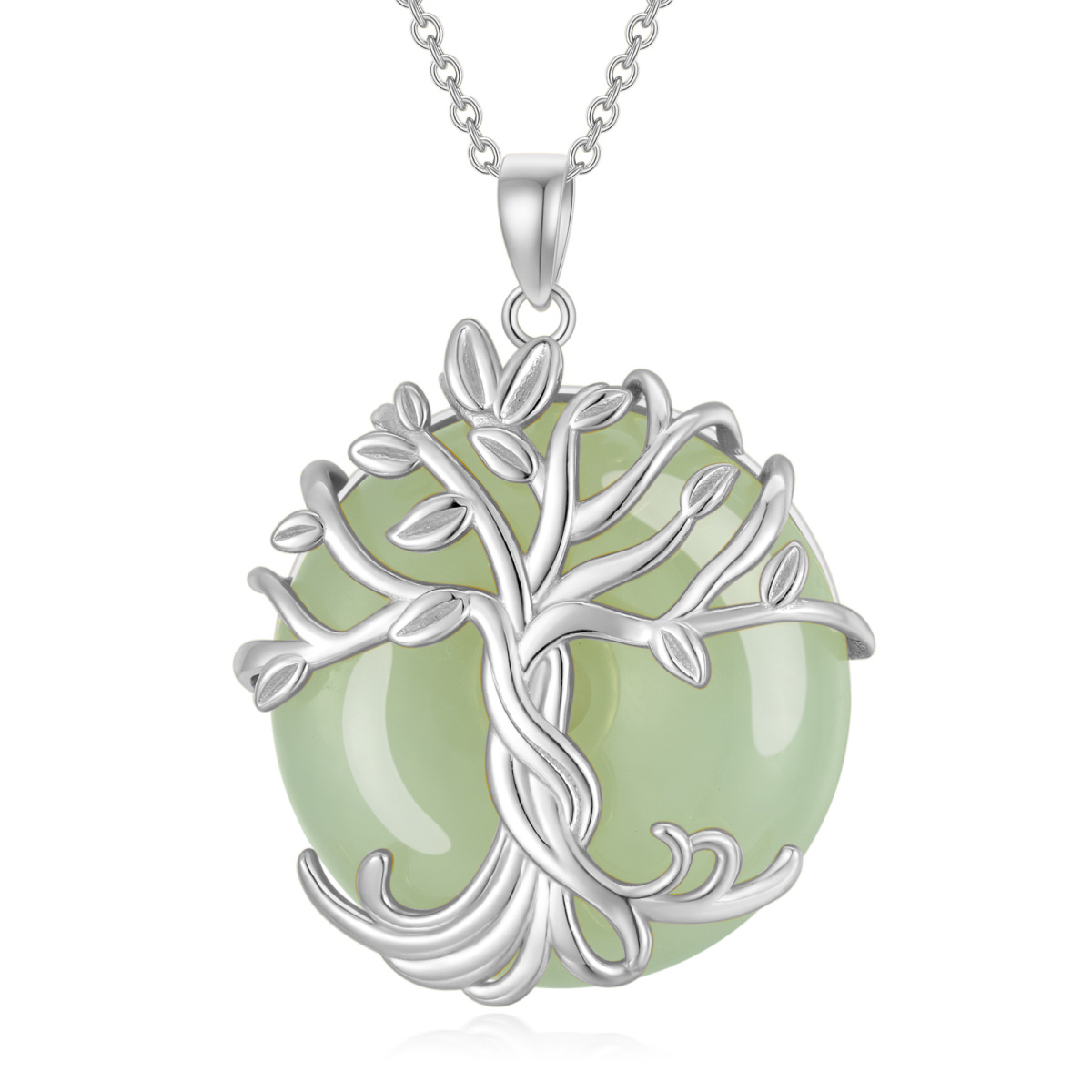 Sterling Silber mit Rose Gold plattiert Achat & Jade Baum des Lebens Anhänger Halskette-9