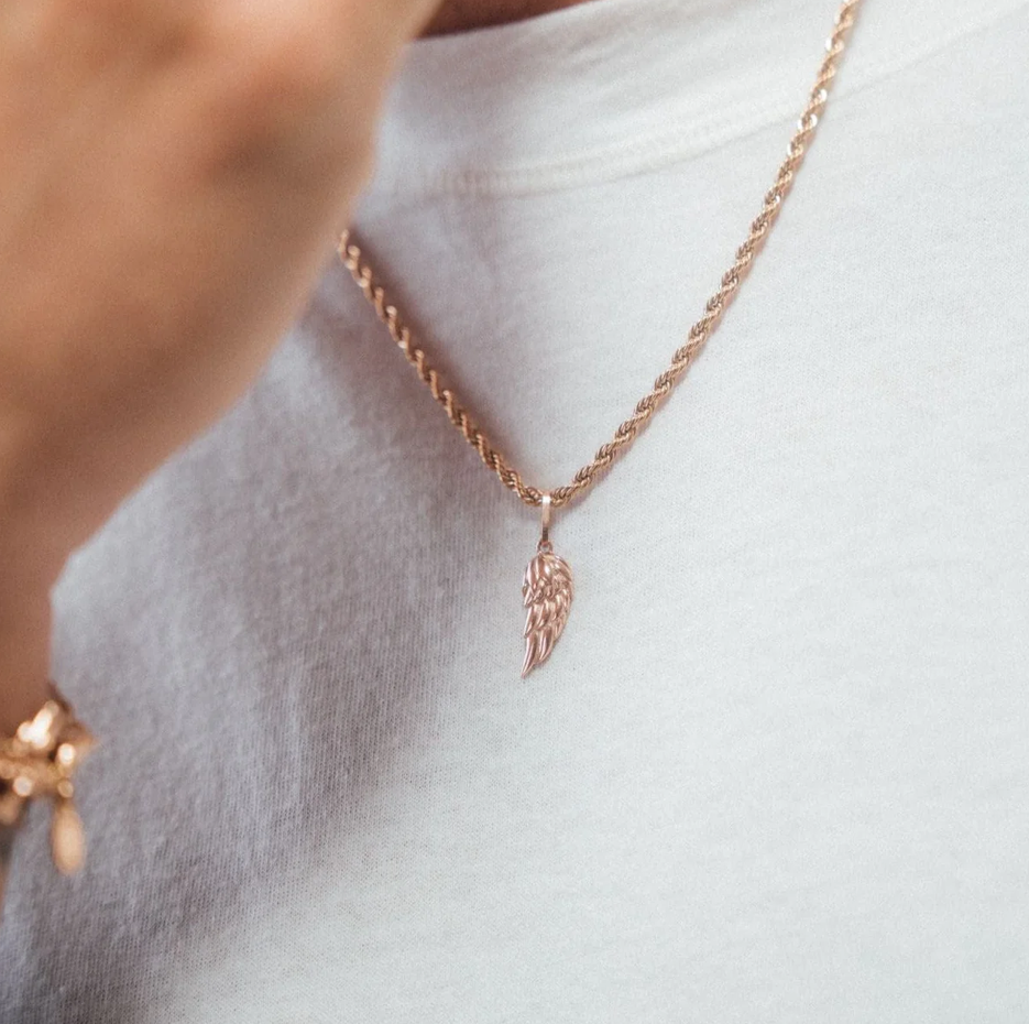 Sterling Silver with Rose Gold Plated Angel Wing Pendant Charms-3