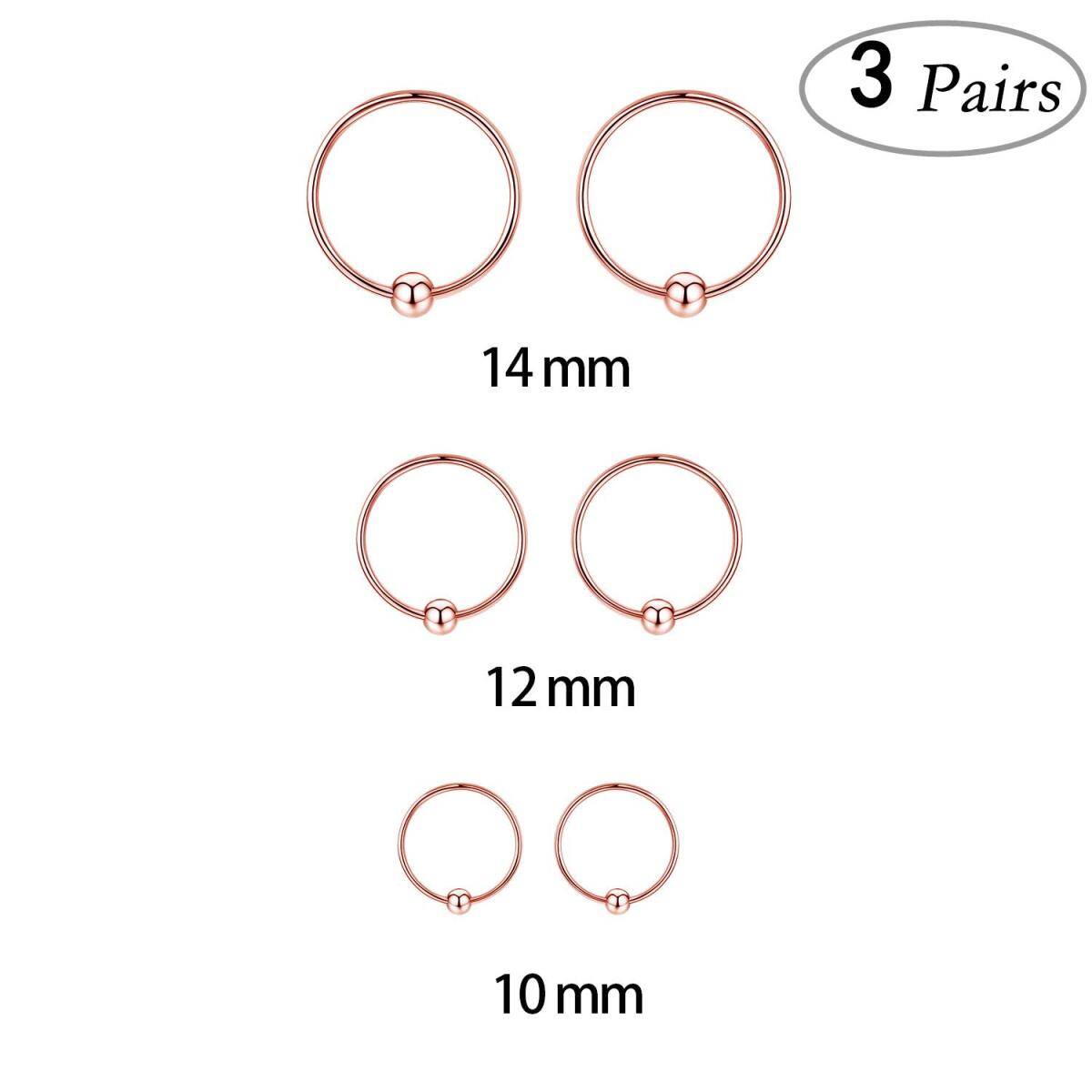 Creolen-Set aus Sterlingsilber mit rosévergoldeten Perlen und Knorpel, 3 Paar-7