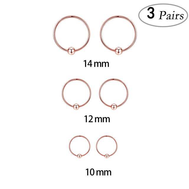 Ensemble de trois paires de boucles d'oreilles créoles en argent sterling avec perles plaquées or rose-7