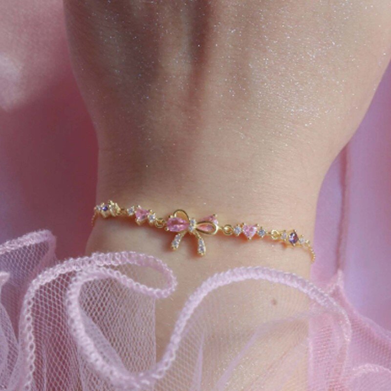 Halskette mit Schleife aus Sterlingsilber mit rosévergoldetem Zirkonia-2