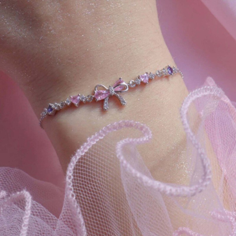 Halskette mit Schleife aus Sterlingsilber mit rosévergoldetem Zirkonia-3