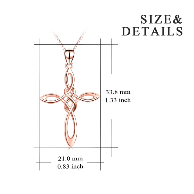 Sterling zilver met Rose Gold Plated Keltische knoop & kruis hanger ketting-5