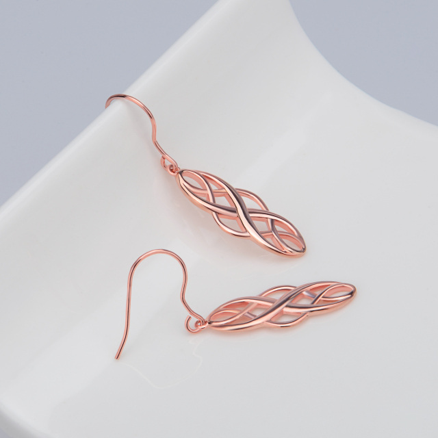 Boucles d'oreilles pendantes en argent sterling avec nœud celtique plaqué or rose-3