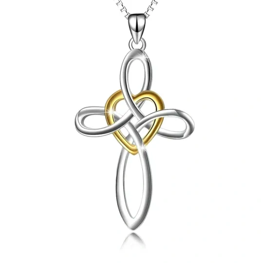 Sterling Silver Two-tone Celtic Knot Pendant Necklace