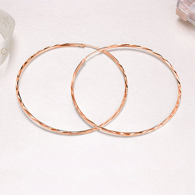 Sterling Silver with Rose Gold Plated Circle Hoop Earrings-3