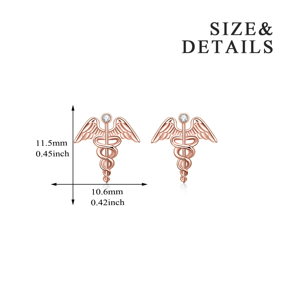 Pendientes de plata de ley con baño de oro rosa en forma circular de circonita cúbica y fo-3