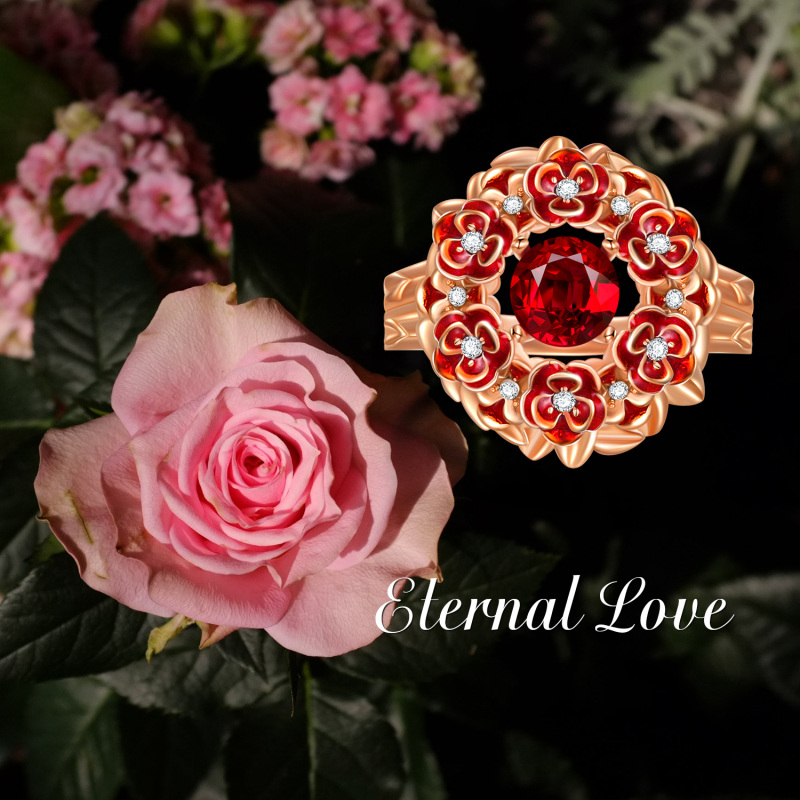 Anel de cristal em formato circular banhado a ouro rosa e prata esterlina-6