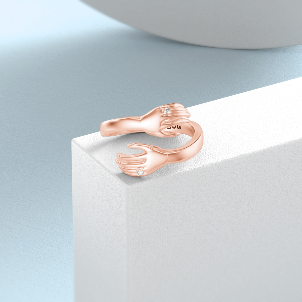 Sterling Silber mit Roségold plattiertem, kreisförmigem Hug-Ring aus künstlichen Diamanten-3