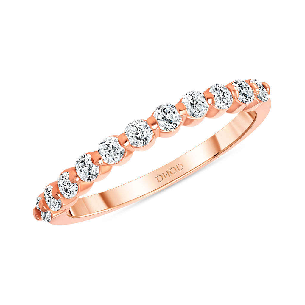 Sterling Silver with Rose Gold Plated Circular Shaped Lab Created Diamond Personalized Engraving Wedding Ring-3