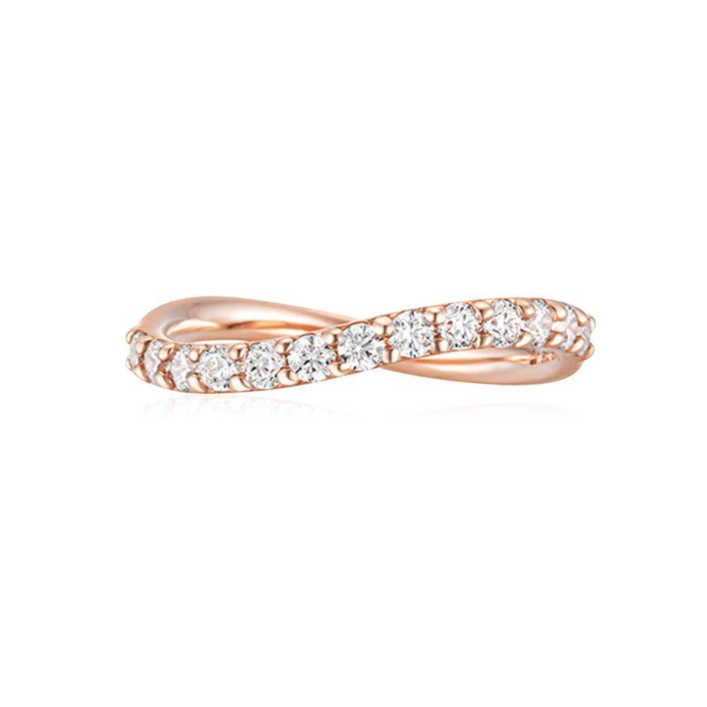 Sterling Silver with Rose Gold Plated Round Shaped Moissanite Wedding Ring-1