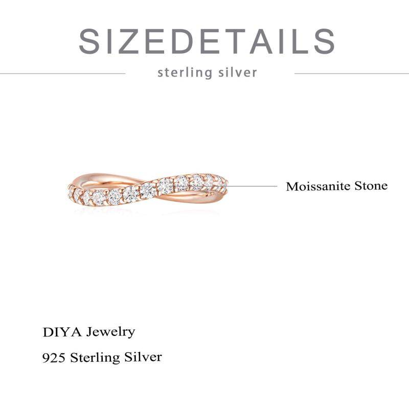 Sterling Silver with Rose Gold Plated Round Shaped Moissanite Wedding Ring-6