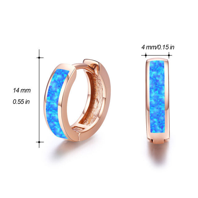 Sterling Silver with Rose Gold Plated Circular Shaped Opal Mother & Sisters Hoop Earrings-6