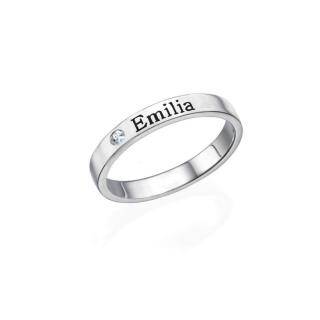 Sterling Silver with Rose Gold Plated Circular Shaped Cubic Zirconia Personalized Birthstone Ring-4