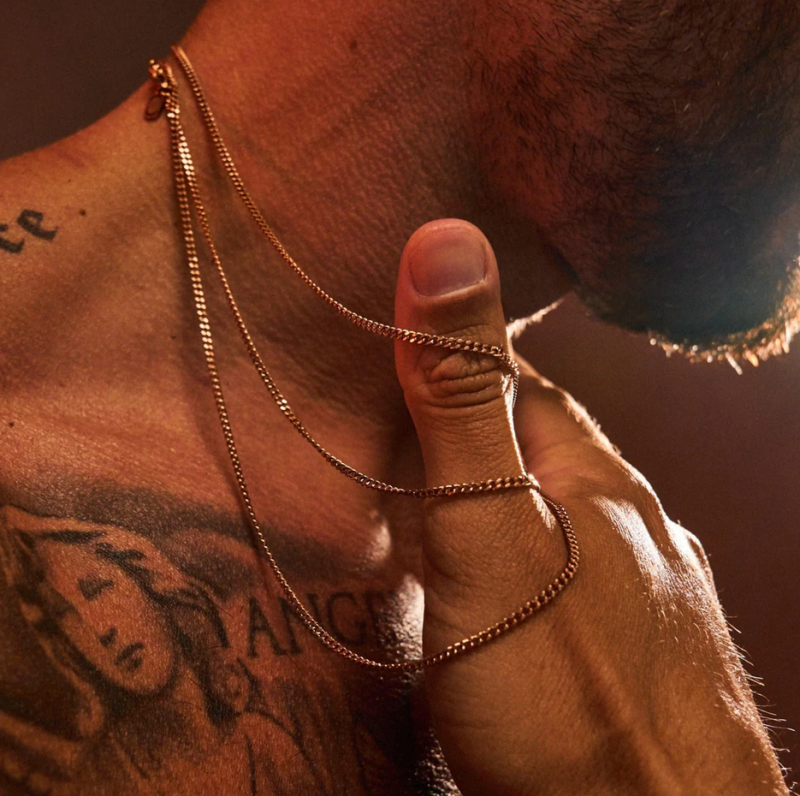 سلسلة كونيل من الفضة الإسترلينية المطلية بالذهب الوردي للرجال 2 مم-3