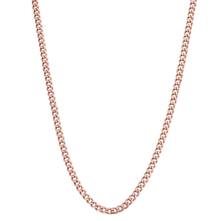 Cadena de eslabones cubanos de plata de ley con baño de oro rosa para hombre de 4 mm-1