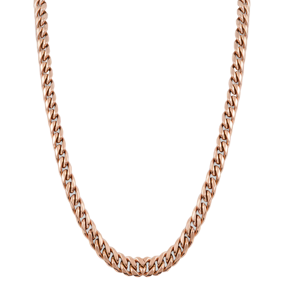 Cadena de eslabones cubanos de oro rosa de 14 quilates para hombre de 8 mm-1