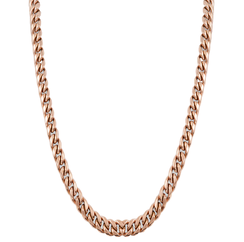 Corrente cubana para homem em prata de lei com banho de ouro rosa, 8 mm.-1