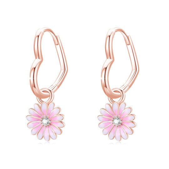 Boucles d'oreilles marguerite en argent sterling et plaqué or rose