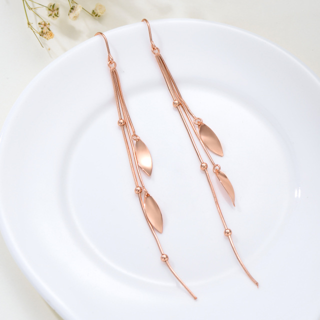 Sterling Silver with Rose Gold Plated Drop Earrings-3