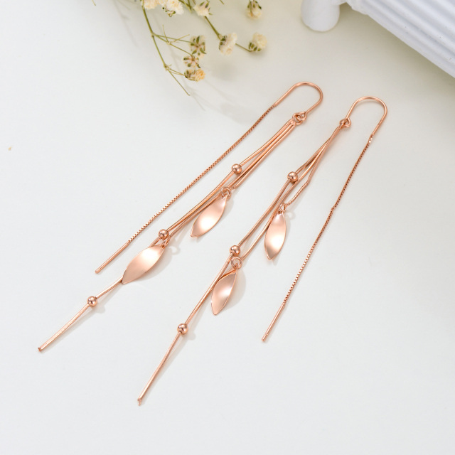 Sterling Silver with Rose Gold Plated Drop Earrings-4