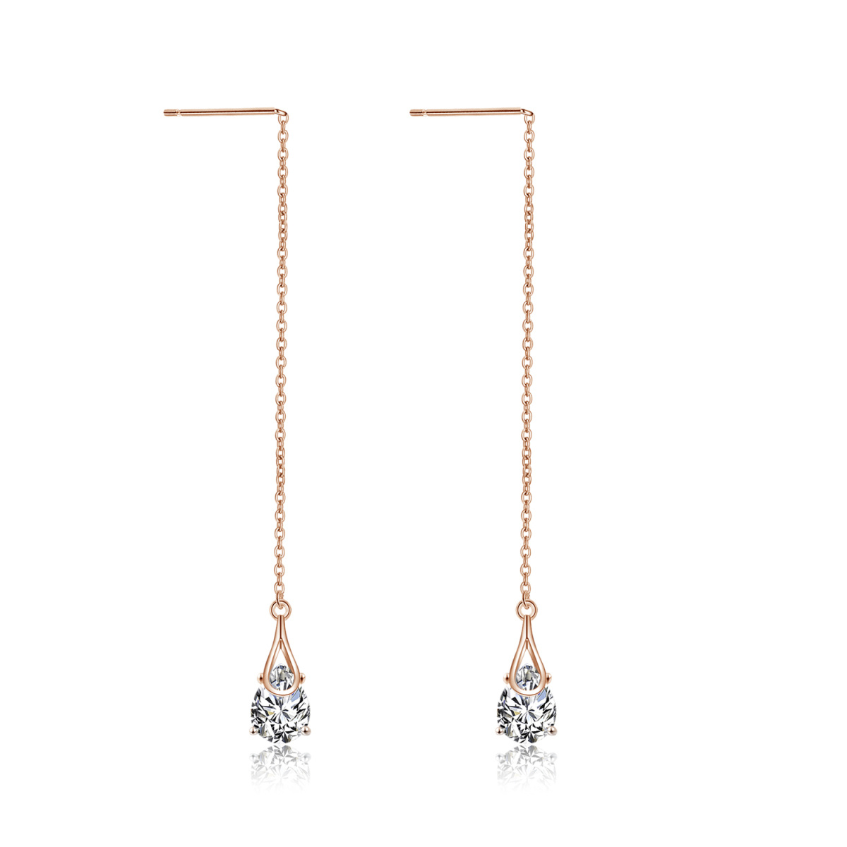 Sterling Silver With Gold Plated Cubic Zirconia Drop Earrings For Women-3