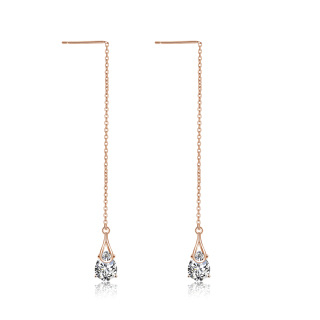 Sterling Silver With Rose Gold Plated Cubic Zirconia Drop Earrings For Women-59