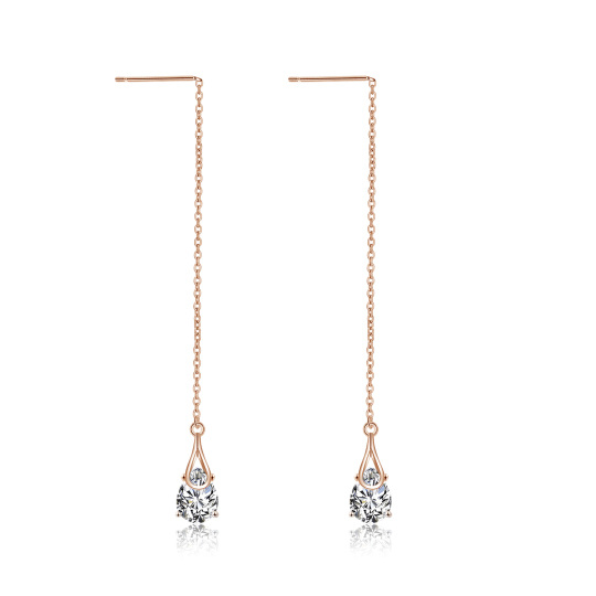 Brincos de prata esterlina com zircônia cúbica banhada a ouro rosa para mulheres