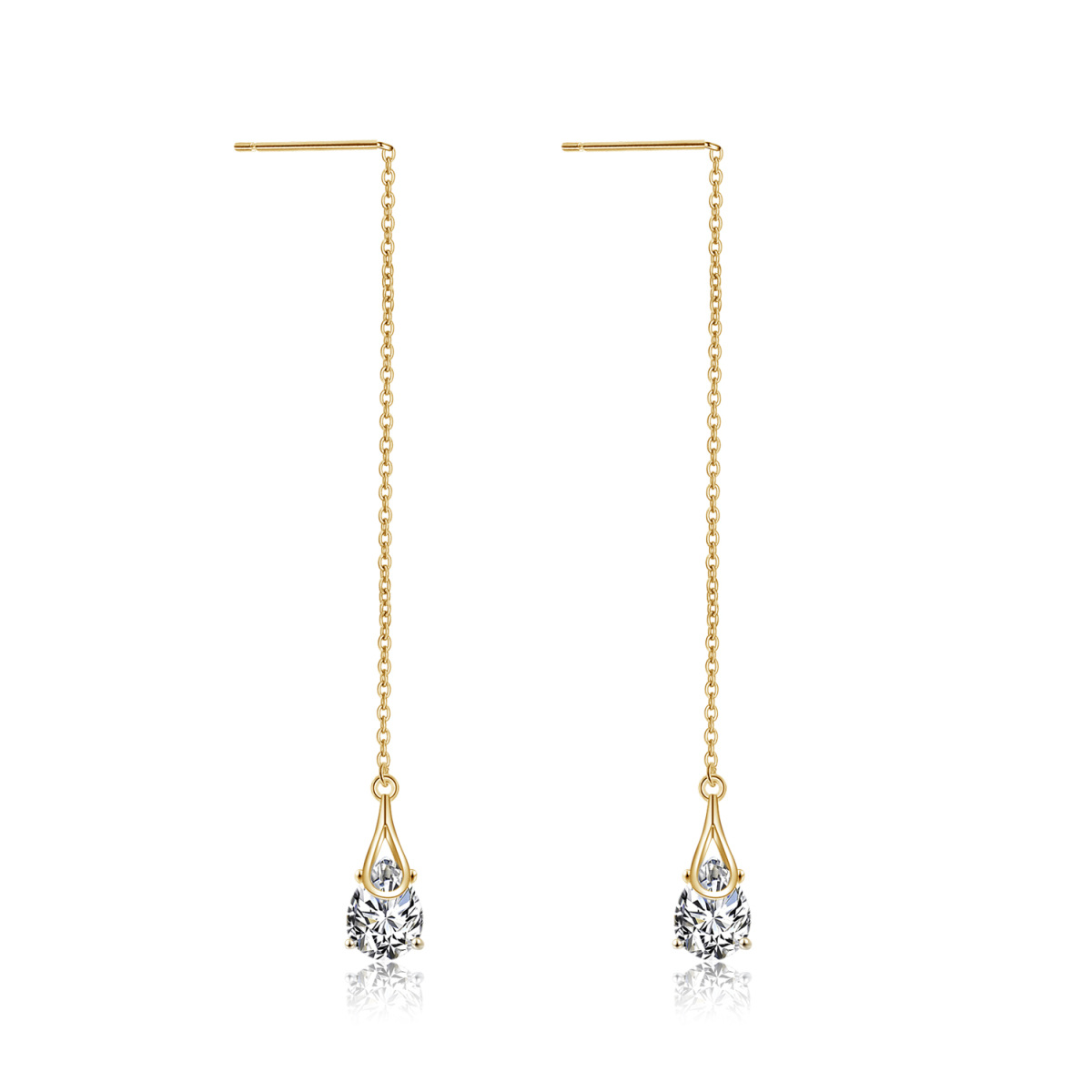 Sterling Silver With Gold Plated Cubic Zirconia Drop Earrings For Women-1