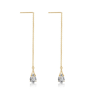 Sterling Silver With Gold Plated Cubic Zirconia Drop Earrings For Women-58