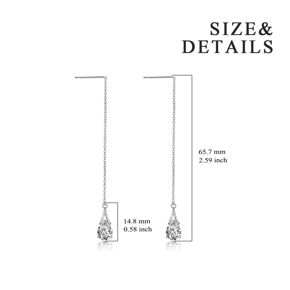 Sterling Silver With Gold Plated Cubic Zirconia Drop Earrings For Women-7