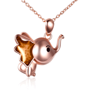 Sterling Silver with Rose Gold Plated Elephant Pendant Necklace-49