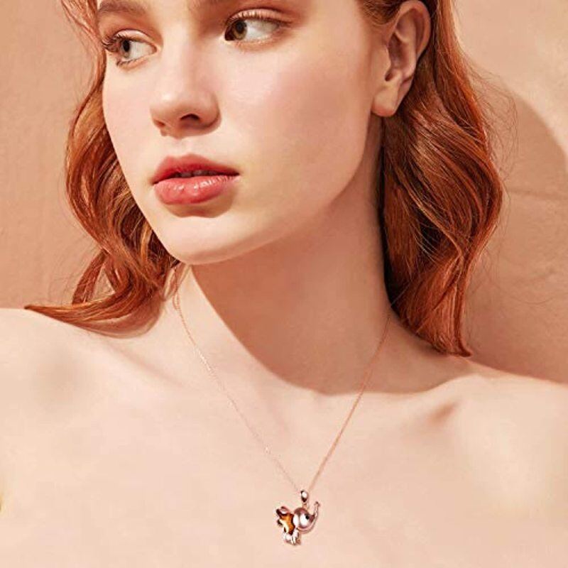 Sterling Silver with Rose Gold Plated Elephant Pendant Necklace-2