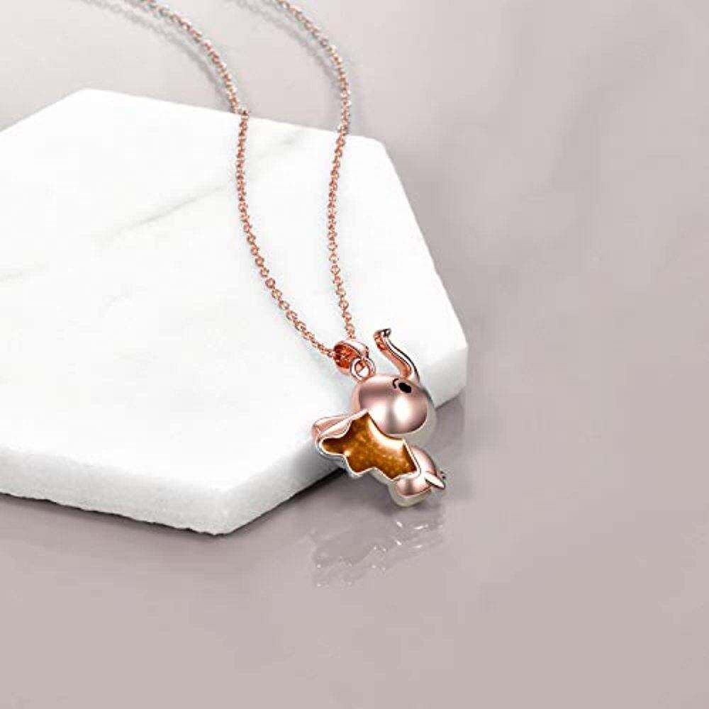 Sterling Silver with Rose Gold Plated Elephant Pendant Necklace-4