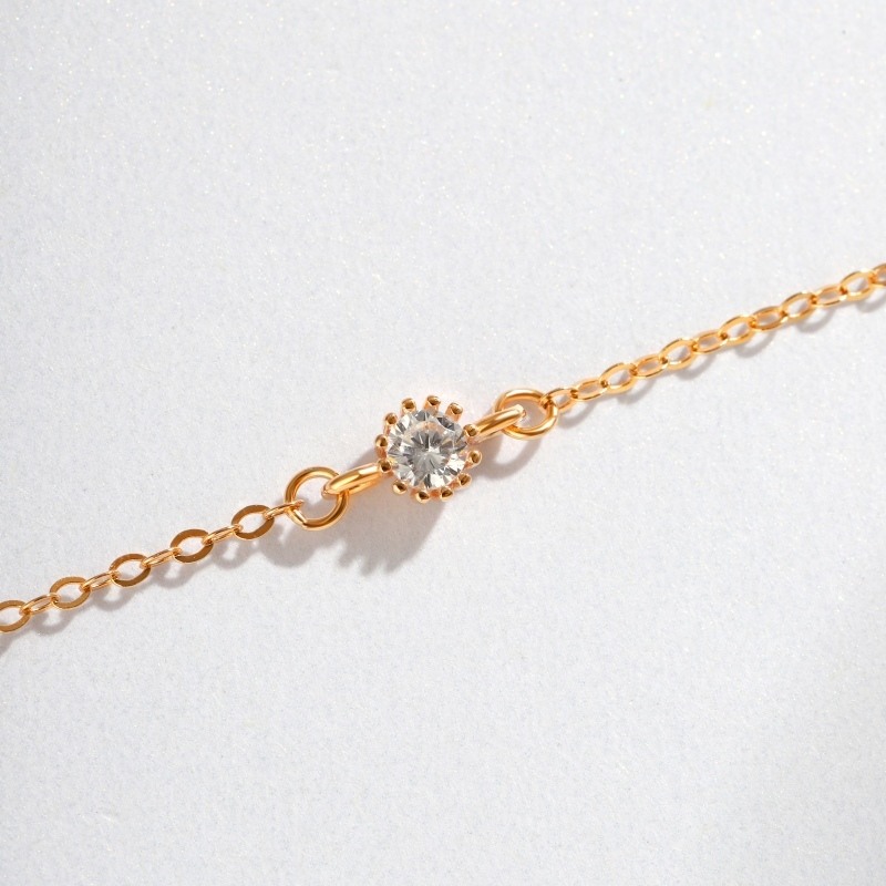 Sterling Silver with Rose Gold Plated Cubic Zirconia Four Leaf Clover Pendant Bracelet-7