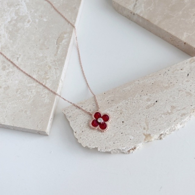 Collier avec pendentif trèfle à quatre feuilles en argent sterling plaqué or rose et zircone cubique-4